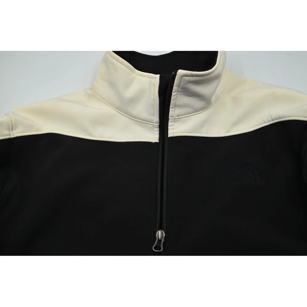The North Face Mens T183 Softshell Jacket Black Cream Colorblock Full Zip Small